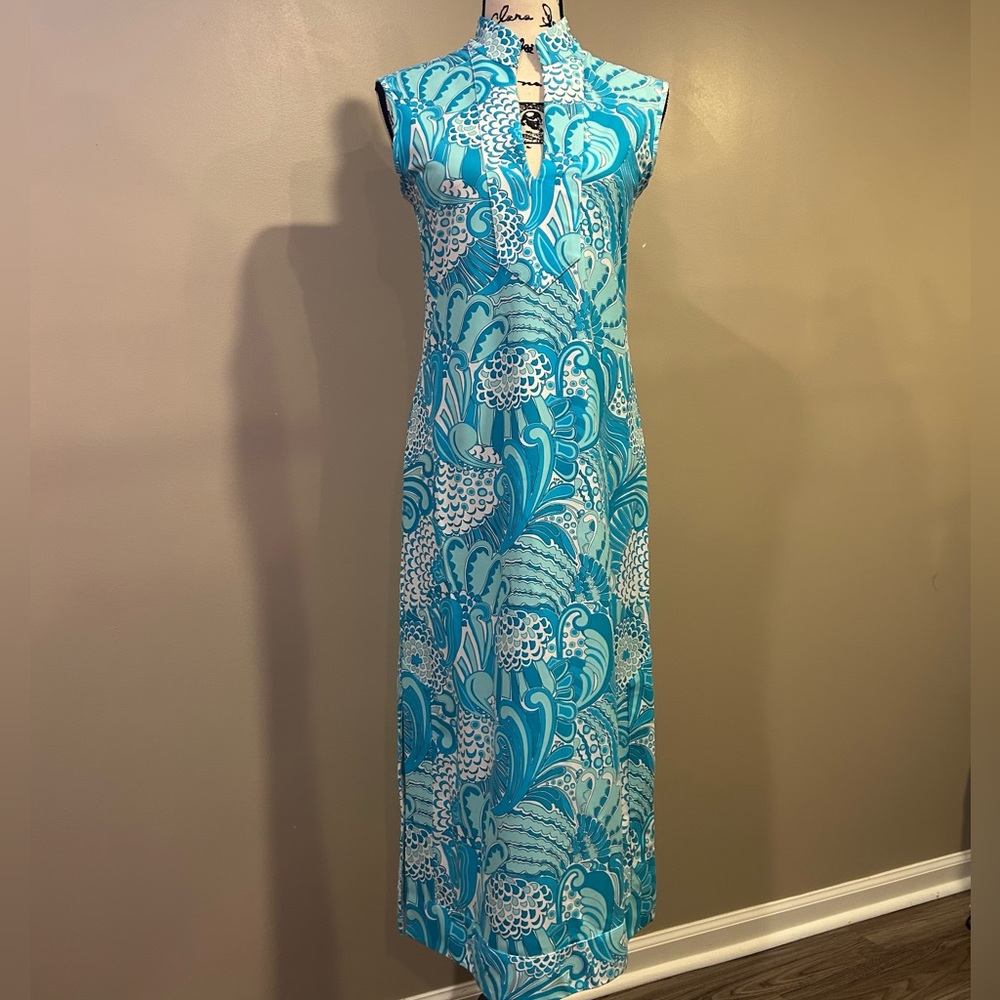 Jude Connally Turquoise & White Printed Midi Dress - Picture 6 of 16